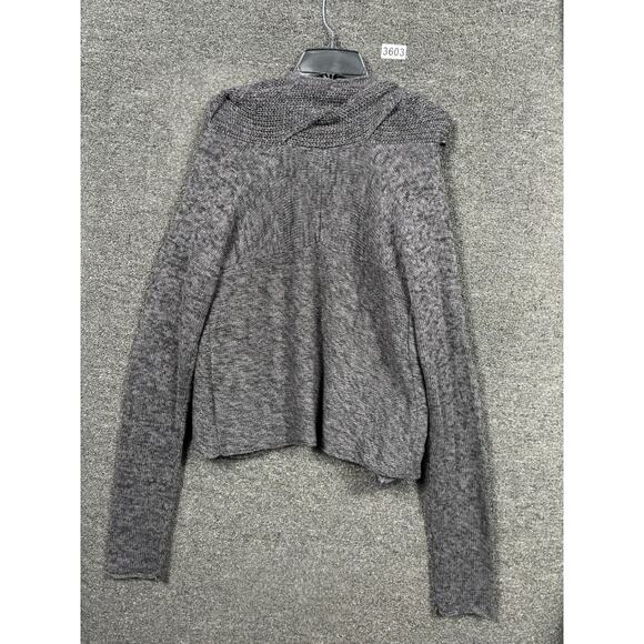 Converse All Star Gray Black Marl Open-Front Cable Knit Cardigan Sweater Size M - Picture 2 of 7